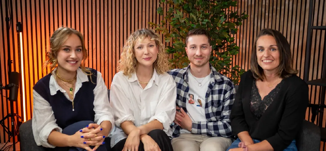 Photo de Chloé Vancaeyzeele, Léa Jamelot, Pauline, Banzet et Tristan Figuié pendant le podcast talenteed